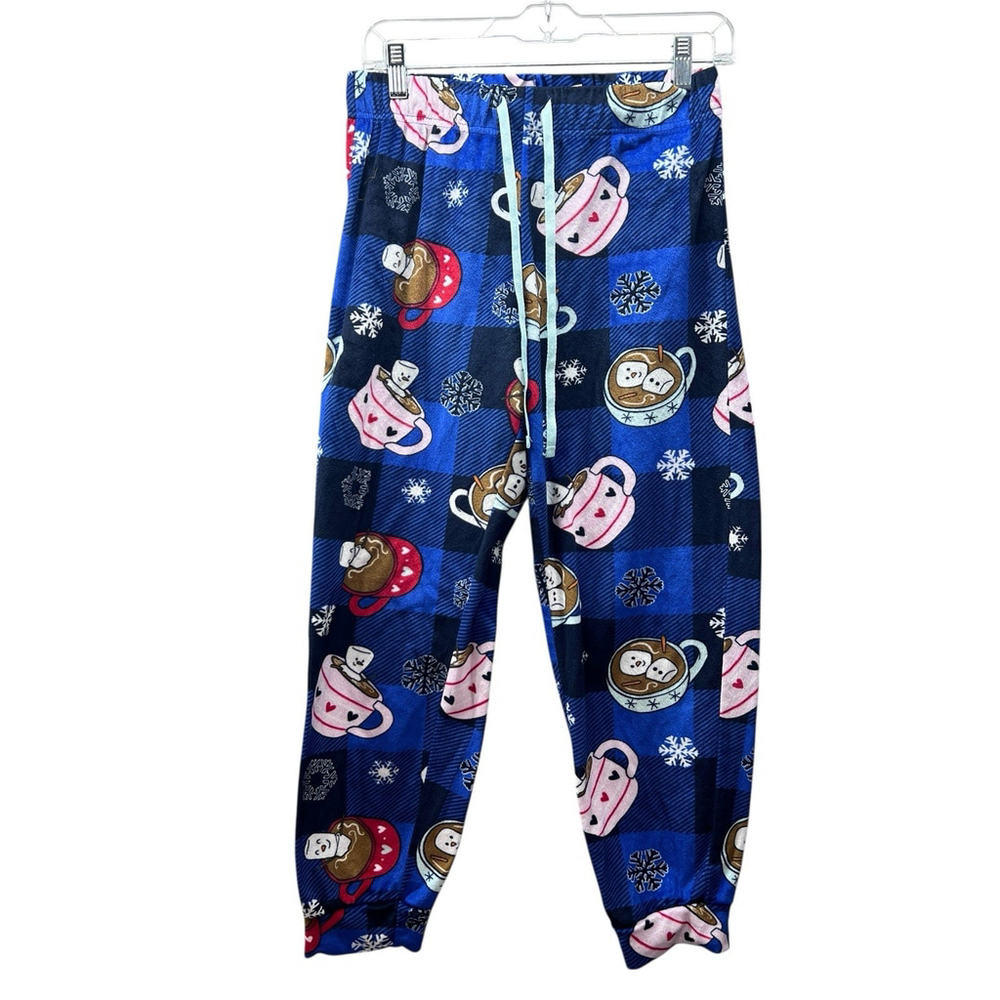 Briefly Stated Fleece Pajama Pants Small Blue Plaid